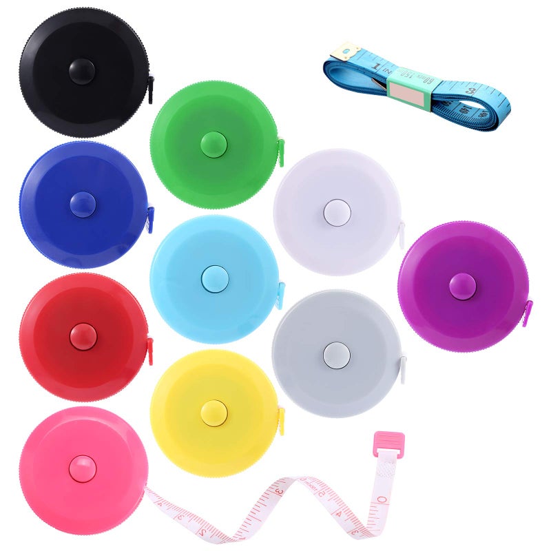 BUSHIBU Tape Measure Body Measuring Tape, Retractable 60 Inch Soft Mini Measuring Tape, Small Sewing Fabric Tape Ruler for Cloth Waist Medical Nursing Craft(10 Pack) - Image 1